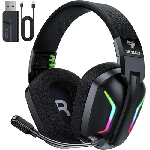 WESEARY WG1 Bluetooth Gaming Headset für PS5, PS4, PC, Switch, Mac – Faltbar, Noise Cancelling, 50+ Stunden Akkulaufzeit