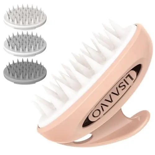 LISAAVO Kopfhautmassagegerät für Haarwachstum, Shampoo Bürste für Damen und Herren, 3 Härtegrade, Rosa