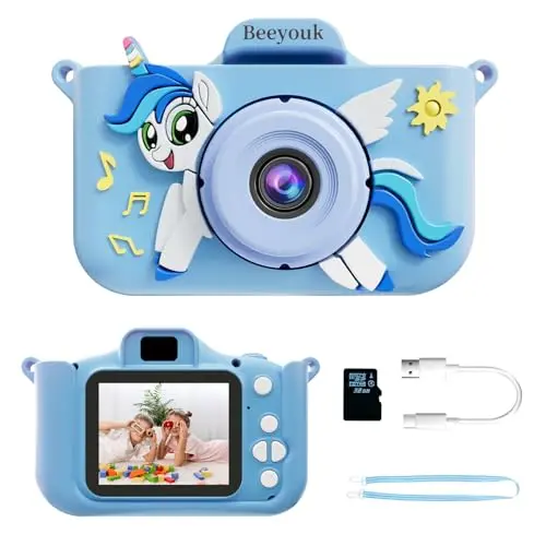 Beeyouk Kinderkamera ab 3 Jahren – Einhorn Digitalkamera für Mädchen und Jungen, ideal als Geschenk zu Weihnachten und Geburtstagen
