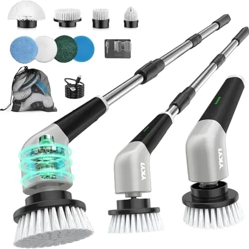 YKYI Elektrischer Reinigungsbürste mit 8 Bürstenköpfen, wasserdicht, für Badezimmer, Boden und Küche