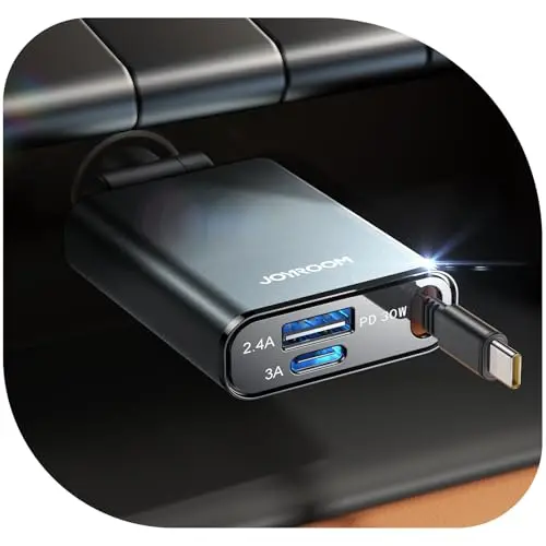JOYROOM 3-in-1 Auto Ladegerät 57W USB C - Einziehbarer Zigarettenanzünder für iPhone 16/15, Samsung S24/S25, iPad und GPS