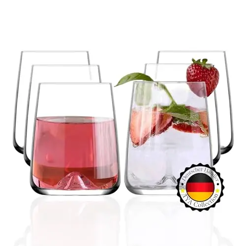 TYA I Moderne Trinkgläser, 475ml, 6er Set, Bleifrei, Spülmaschinenfest, Wassergläser, Weingläser