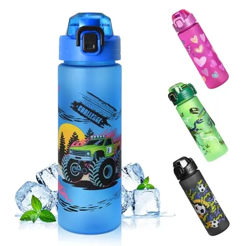 AMFUN Kinder-Trinkflasche 700ml, BPA-frei, auslaufsicherer Flip-Top, leicht zu reinigen, ideal für Schule