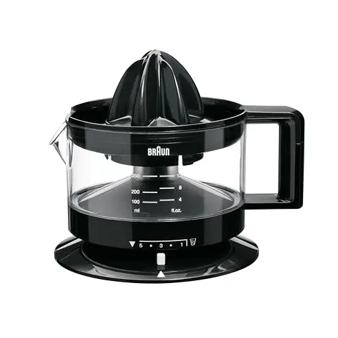 Braun CJ3000 BK Zitruspresse 350 ml, automatische Start/Stop, dimmbares Fruchtfleisch, schwarz