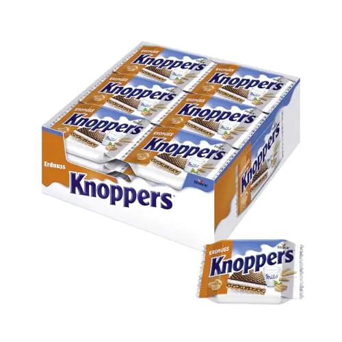 Knoppers Erdnuss – 24 x 25g – Waffelschnitte mit Erdnusscreme und Milchcreme