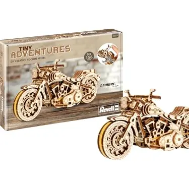 Revell Tiny Adventures Cruiser VTwin – Holzmodell mit Rückzugsmechanismus und Gummibandantrieb für Bewegung, ohne technische Details