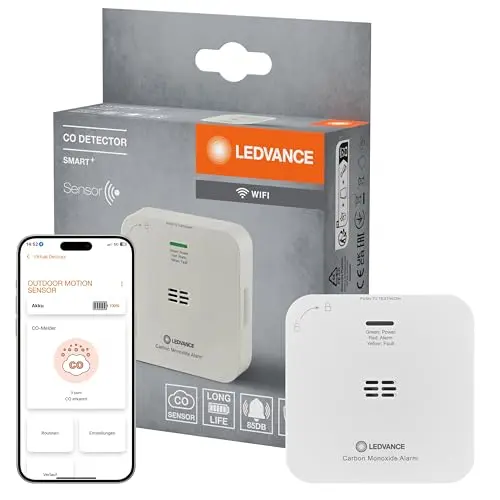 LEDVANCE SMART+ Kohlenmonoxidmelder mit WiFi, zertifiziert nach EN 50291, weiß