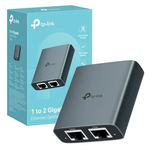 TP-Link EH210 LAN Splitter 1 auf 2 | Gigabit Ethernet, Plug & Play, Aluminiumgehäuse, inkl. USB-Stromkabel & Cat 5e Kabel