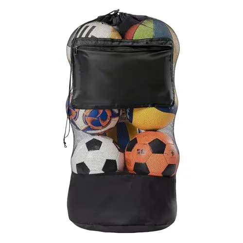 AMFUN Extra Großes Ballnetz mit Kordelzug und Schultergurt für Sportarten wie Fußball, Basketball, Volleyball und Rugby