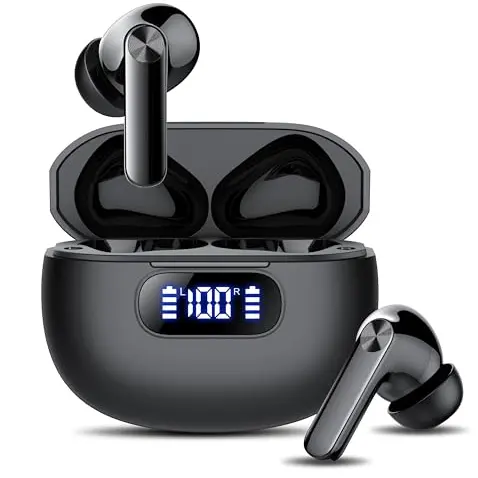 Kabellose Bluetooth In-Ear Kopfhörer mit Noise Cancelling, 48h Akku, IPX7 wasserdicht, LED-Anzeige, Bluetooth 5.3, ideal für Arbeit