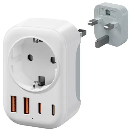 Bigfish UK Adapter mit 2 USB-C & 2 USB-A, Reiseadapter England Typ G für EU