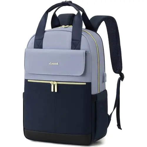 LOVEVOOK Damen Rucksack Groß, 17 Zoll Laptopfach, Wasserdichter Tagesrucksack für Schule und Reise, Blau