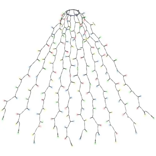 SALCAR 3m Weihnachtsbaumbeleuchtung mit 10 Girlanden und 350 bunten LEDs, wasserdicht für Bäume bis 350cm