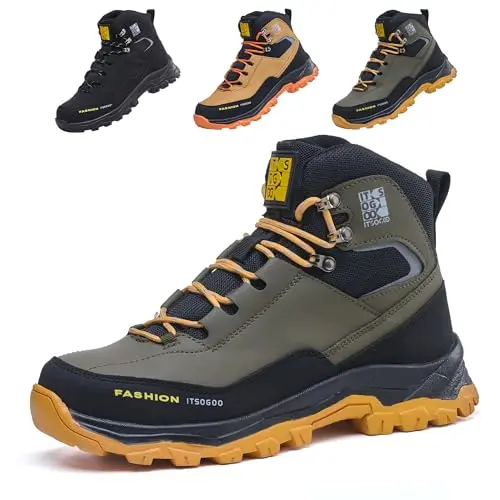 ITSOGOO Arbeitsschuhe Damen & Herren, rutschfest, atmungsaktives Leder, leichter Komfort, Stahlkappe, Turnschuhe, Grün, Größe 41