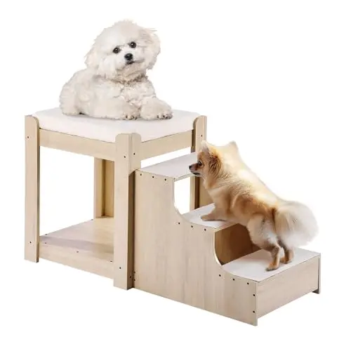 VEVOR Etagenbett für Haustiere mit Treppe, Hundebett, Lounge-Sitzplattform 120x50x65cm (Beige)