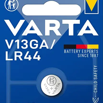 VARTA V13GA/LR44 Knopfzelle, Alkaline 1,5V, kindersichere Verpackung, für Spielsachen und Taschenrechner