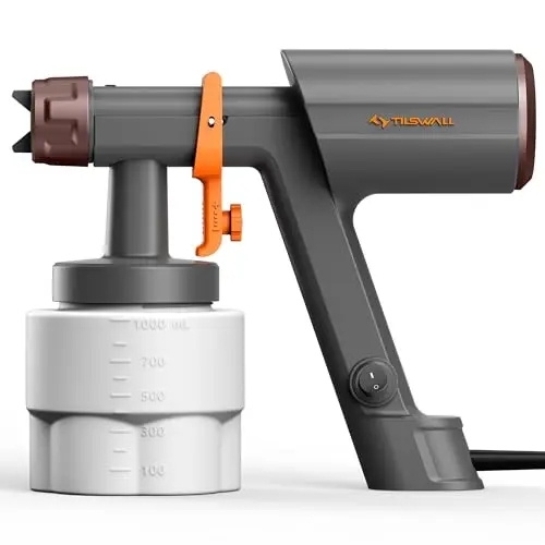 Tilswall elektrischer Farbsprayer, 1000 ml, 3 Düsen & 3 Sprühmodi, für Möbel, Wände und DIY - Braun