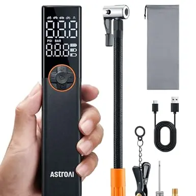 AstroAI Elektrische Fahrradpumpe, 150PSI Mini Akku Pumpe für alle Ventile, ideal für Stadtrad, Rennrad und Mountainbike, Orange