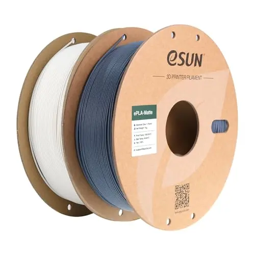 eSUN Matte PLA Filament 1.75mm, 1KG pro Spule, 2 Spulen, Cremeweiß+Dunkelgrau