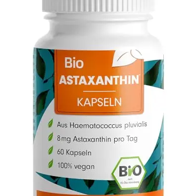 BIO Astaxanthin-Kapseln 60 Stk. - Hochdosiert mit 8 mg pro Kapsel - Algamo® Premium aus Blutregenalge