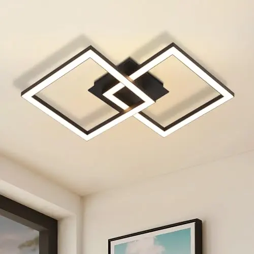 Homefire Deckenlampe LED 24W – Moderne Küchen- und Wohnzimmerlampe, schwarz, warmweiß, eckig