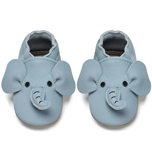 IceUnicorn Babyschuhe für Jungen und Mädchen - Weiche Krabbelschuhe in Hellblau (0-6 Monate)