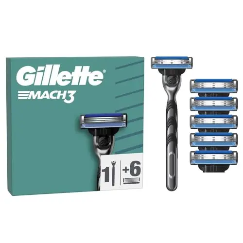 Gillette Mach3 Rasierer für Männer mit 6 Ersatzklingen und Gleitstreifen für sanftes Gleiten
