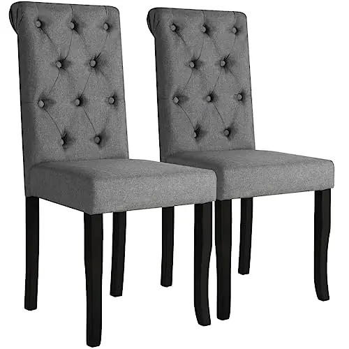 vidaXL Esszimmerstühle 2er Set, Hochlehner Polsterstuhl für Küche und Esszimmer, Modern, Dunkelgrau