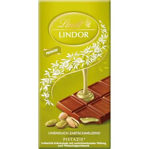 Lindt LINDOR Tafel Pistazie 100g - Feinste Vollmilch-Schokolade mit zarter Pistazien-Creme