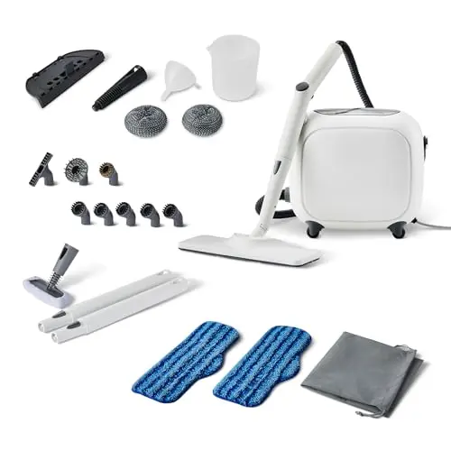 Amazon Basics Dampfreiniger mit 22 Zubehörteilen, 1,5-Liter-Tank, 1500 W, weiß
