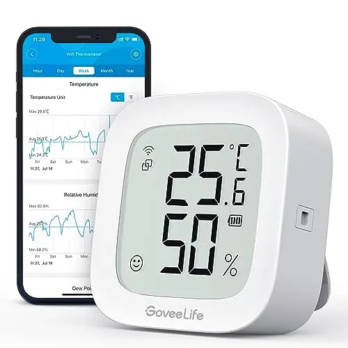 GoveeLife WLAN Hygrometer Thermometer - Digitaler Innen-Temperatur- und Luftfeuchtigkeitsmesser mit App-Alarme