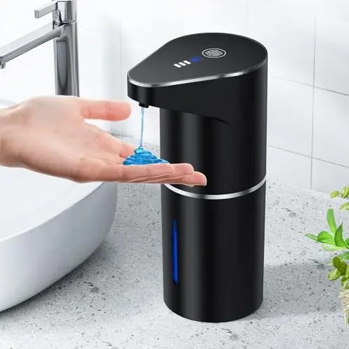 FanticTas Automatischer berührungsloser 350ml Seifenspender, Wandmontage, wiederaufladbar, 3-stufig einstellbar, für Bad & Küche, Schwarz
