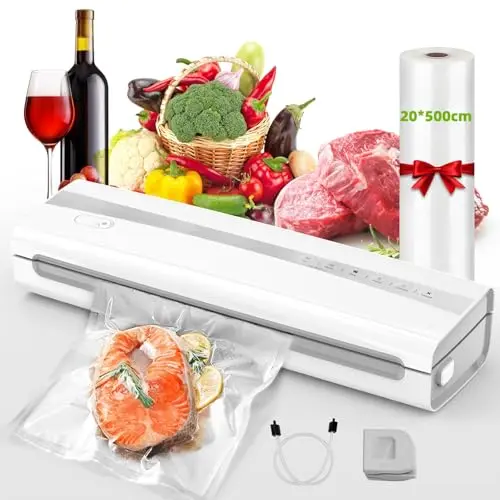 Kejector Vakuumiergerät - Multifunktions Vakuumierer mit 5m Rolle, ideal für Lebensmittelkonservierung und Sous Vide Garen
