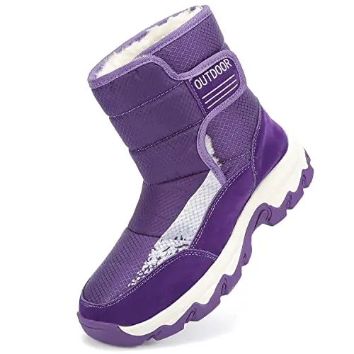 ASOCO DREAM Damen Schneestiefel Warm Gefütterte Winterstiefel Wasserdicht Rutschfest, Lila, 42 EU