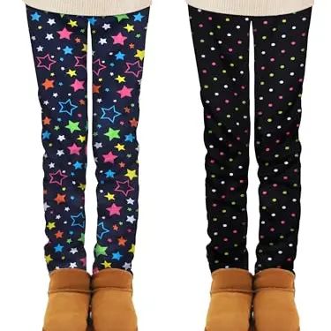 Ruisita 2er-Pack Winter-Leggings für Mädchen, warme legere Fleece-Leggings