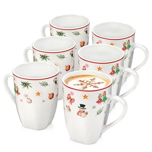 Kaffeetassen Set Bilgola Christmas Design, 6-teilig, spülmaschinenfest, 350 ml, für Kaffee & Tee