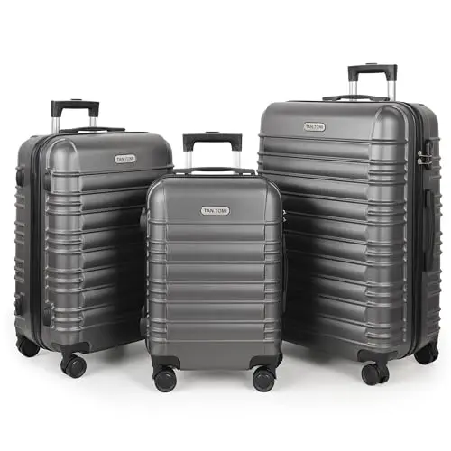 MoFut Hartschalen-Handgepäck Koffer Set – Reise-Trolleys mit 4 Rollen und TSA-Schloss, Dunkelgrau