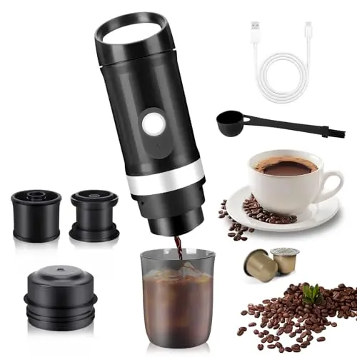 Tragbare Espressomaschine - Akku 9600mAh, 20 Bar Druck, für Nespresso & Kaffee, kabellos, ideal für Reisen & Büro