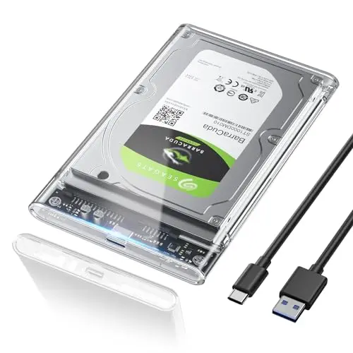 POSUGEAR 2,5 Zoll Externes Festplattengehäuse USB C 3.1 für SATA SSD/HDD mit UASP - Werkzeugfreie Montage