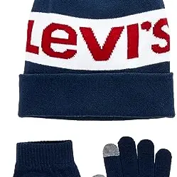 Levi's Beanie-Mütze und Handschuh-Set, Dress Blues, Einheitsgröße
