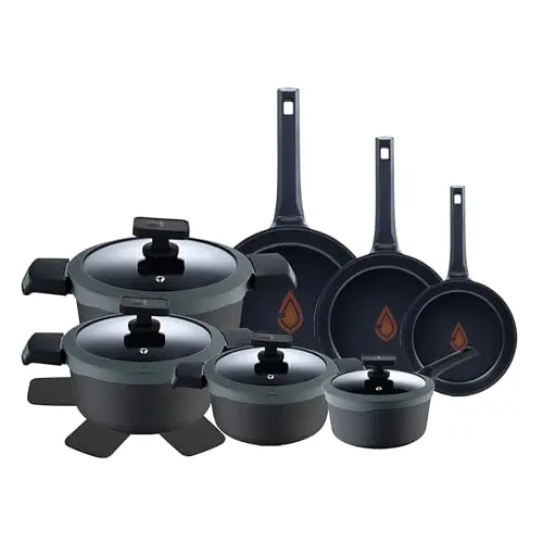 MasterPRO Gastro Reeco | 11-teiliges Set | Bratpfannen & Kochtöpfe | Recyceltes Aluminium | Antihaftbeschichtung