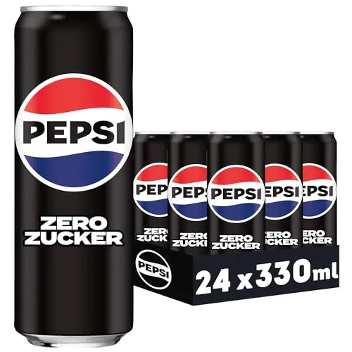 Pepsi Zero Zucker zuckerfreie Cola, koffeinhaltig, 24 Dosen à 0,33 l