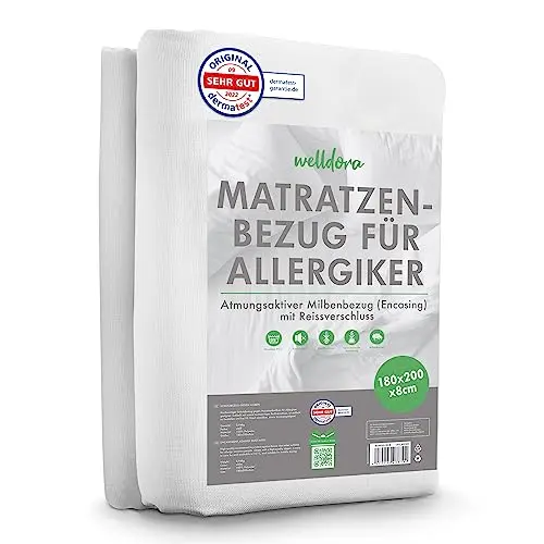 Welldora Premium Milbenbezug für Matratzen 180x200 cm - Fachärztlich getesteter Allergiker Matratzenschoner