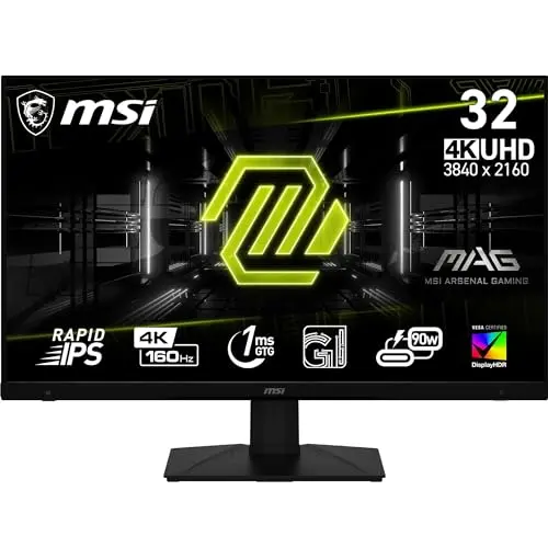 MSI MAG 322UPF 32" 4K Gaming Monitor - 160 Hz, 1 ms, HDR 400, Adaptive Sync, Schwarz