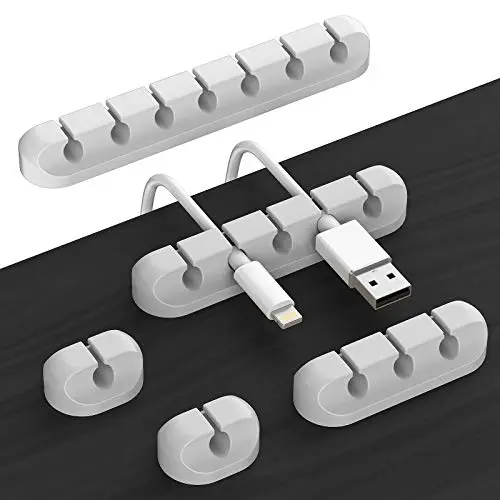 Kabelhalter Kabelclips (5 Stück) – Kabelmanagement-Organizer für Schreibtisch, USB- und Audiokabel (grau)