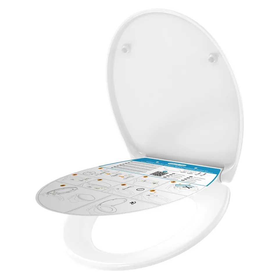 YEAUPE PRO Toilettendeckel mit Absenkautomatik, oval, weiß, bis 150 kg belastbar, mit Quick-Release für einfache Reinigung