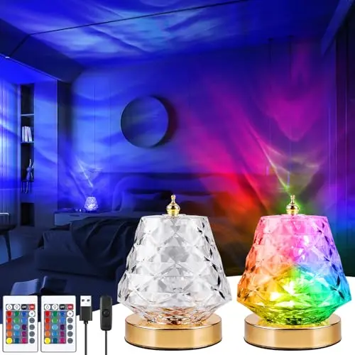 2er Set LED Nachtlicht mit Sternenhimmel Projektor und Fernbedienung, 16 Lichtfarben für Kinder und Partys