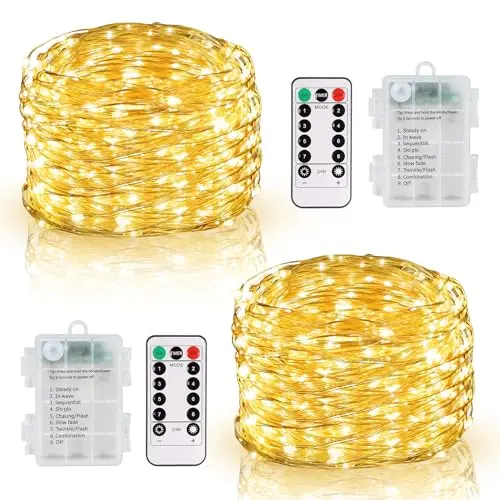 DBFAIRY 100 LED Lichterkette mit Fernbedienung, 2x10M, Wasserdicht für Innen und Außen, Party und Weihnachtsdeko (Warmweiß)
