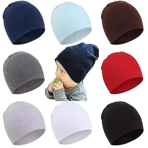 DRESHOW 8er Set Unisex Wendemütze für Kinder - Jersey Slouch Beanie