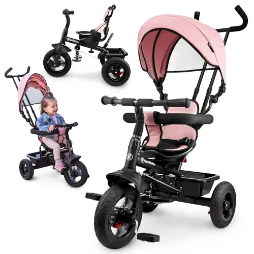 HyperMotion 3-in-1 Dreirad für Kinder 1-4 Jahre, bis 20 kg - mit höhenverstellbarem Schubgriff, Rosa
